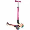 GLOBBER Primo Wood Mit Leuchtrollen, Scooter (pink/holz)