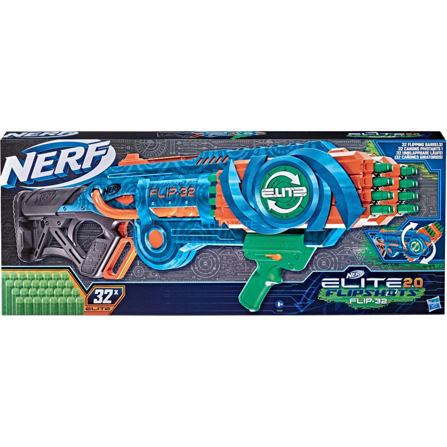 NERF Guns Hasbro Nerf Elite 2.0 Flipshots Flip-32, Nerf Gun (blaugrau/orange) – Bild 6