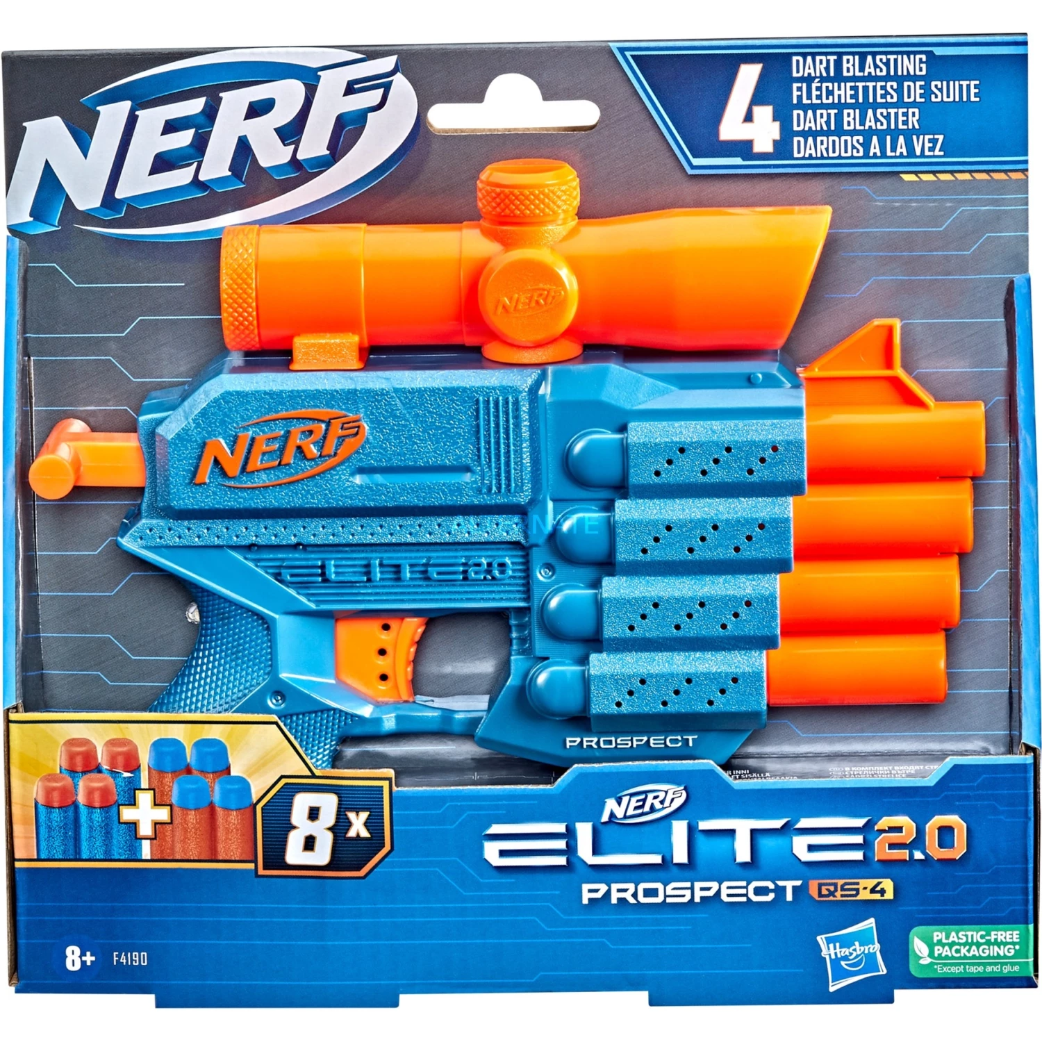 NERF Guns Hasbro Nerf Elite 2.0 Prospect QS-4, Nerf Gun (blaugrau/orange) – Bild 4
