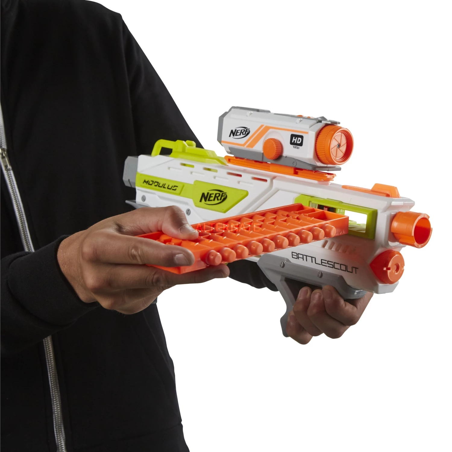 NERF Guns Hasbro Nerf N-Strike Elite Modulus BattleScout ICS-10, Nerf Gun (weiß/orange, Frustfreie Verpackung) – Bild 2