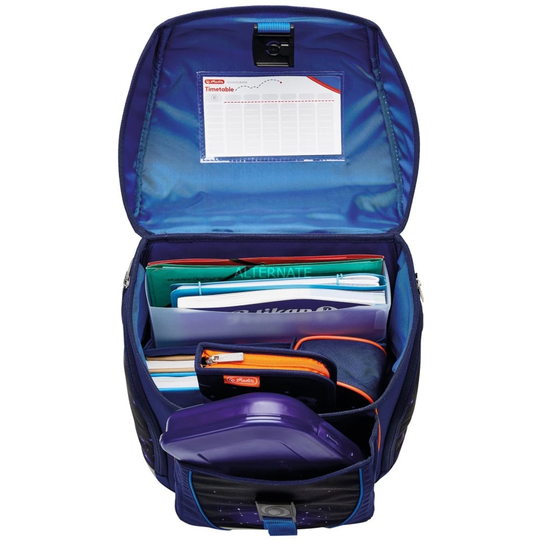 Schulbedarf Herlitz FiloLight Plus Galaxy Game, Schulranzen (dunkelblau/orange, Inkl. Befülltem 16 Tlg. Schüleretui, Faulenzer Mäppchen, Sportbeutel) 5 Schulbedarf Herlitz FiloLight Plus Galaxy Game, Schulranzen (dunkelblau/orange, Inkl. Befülltem 16 Tlg. Schüleretui, Faulenzer Mäppchen, Sportbeutel) – Bild 5