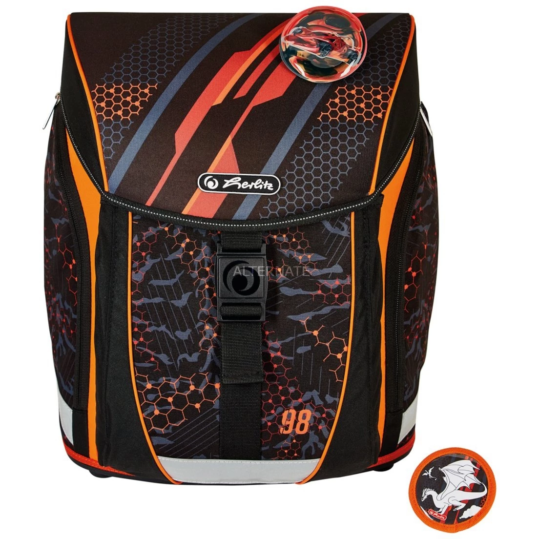 Schulbedarf Herlitz FiloLight Plus Speed, Schulranzen (schwarz/orange, Inkl. Befülltem 16 Tlg. Schüleretui, Faulenzer Mäppchen, Sportbeutel) 2 Schulbedarf Herlitz FiloLight Plus Speed, Schulranzen (schwarz/orange, Inkl. Befülltem 16 Tlg. Schüleretui, Faulenzer Mäppchen, Sportbeutel) – Bild 2