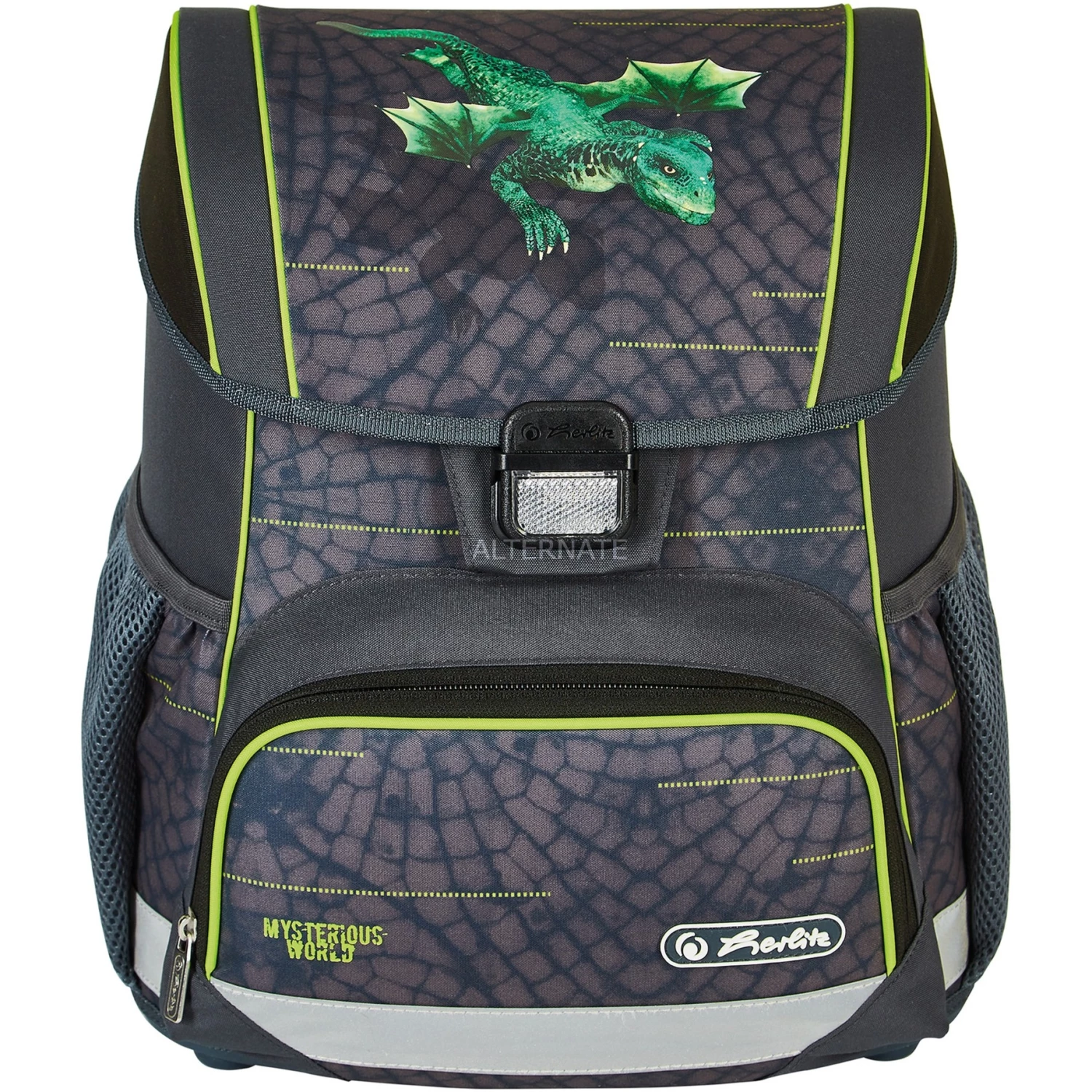 Schulbedarf Herlitz Loop Plus Dragon Tale, Schulranzen (anthrazit/neon-grün, Inkl. 16 Tlg. Schüleretui, Faulenzermäppchen, Sportbeutel) 2 Schulbedarf Herlitz Loop Plus Dragon Tale, Schulranzen (anthrazit/neon-grün, Inkl. 16 Tlg. Schüleretui, Faulenzermäppchen, Sportbeutel) – Bild 2