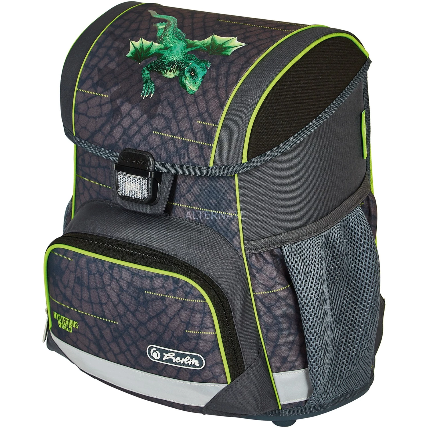 Schulbedarf Herlitz Loop Plus Dragon Tale, Schulranzen (anthrazit/neon-grün, Inkl. 16 Tlg. Schüleretui, Faulenzermäppchen, Sportbeutel) 3 Schulbedarf Herlitz Loop Plus Dragon Tale, Schulranzen (anthrazit/neon-grün, Inkl. 16 Tlg. Schüleretui, Faulenzermäppchen, Sportbeutel) – Bild 3