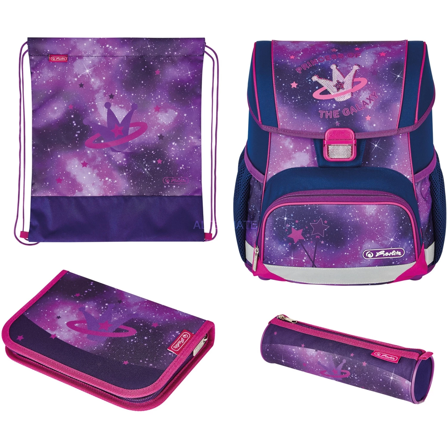Schulbedarf Herlitz Loop Plus Galaxy Princess, Schulranzen (lila, Inkl. 16 Tlg. Schüleretui, Faulenzermäppchen, Sportbeutel) 1 Schulbedarf Herlitz Loop Plus Galaxy Princess, Schulranzen (lila, Inkl. 16 Tlg. Schüleretui, Faulenzermäppchen, Sportbeutel)