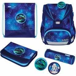 Schulbedarf Herlitz UltraLight Plus Universe, Schulranzen (blau, Inkl. 16 Tlg. Schüleretui, Faulenzermäppchen, Sportbeutel)
