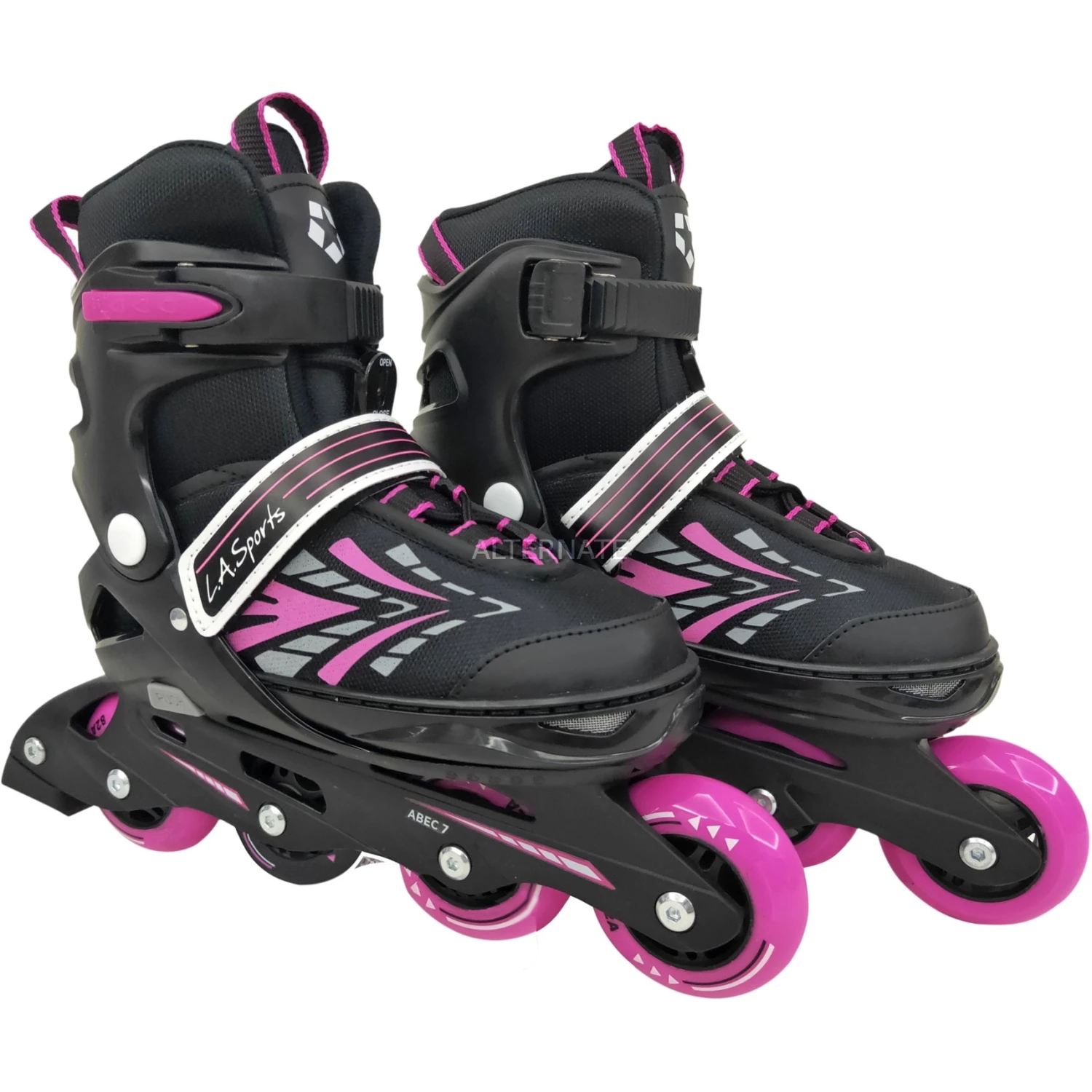L.A. Sports Inline Skates Soft-Boot Stripes Gr. 33-37, Inline-Skates (pink/schwarz, Verstellbar) 1 L.A. Sports Inline Skates Soft-Boot Stripes Gr. 33-37, Inline-Skates (pink/schwarz, Verstellbar)