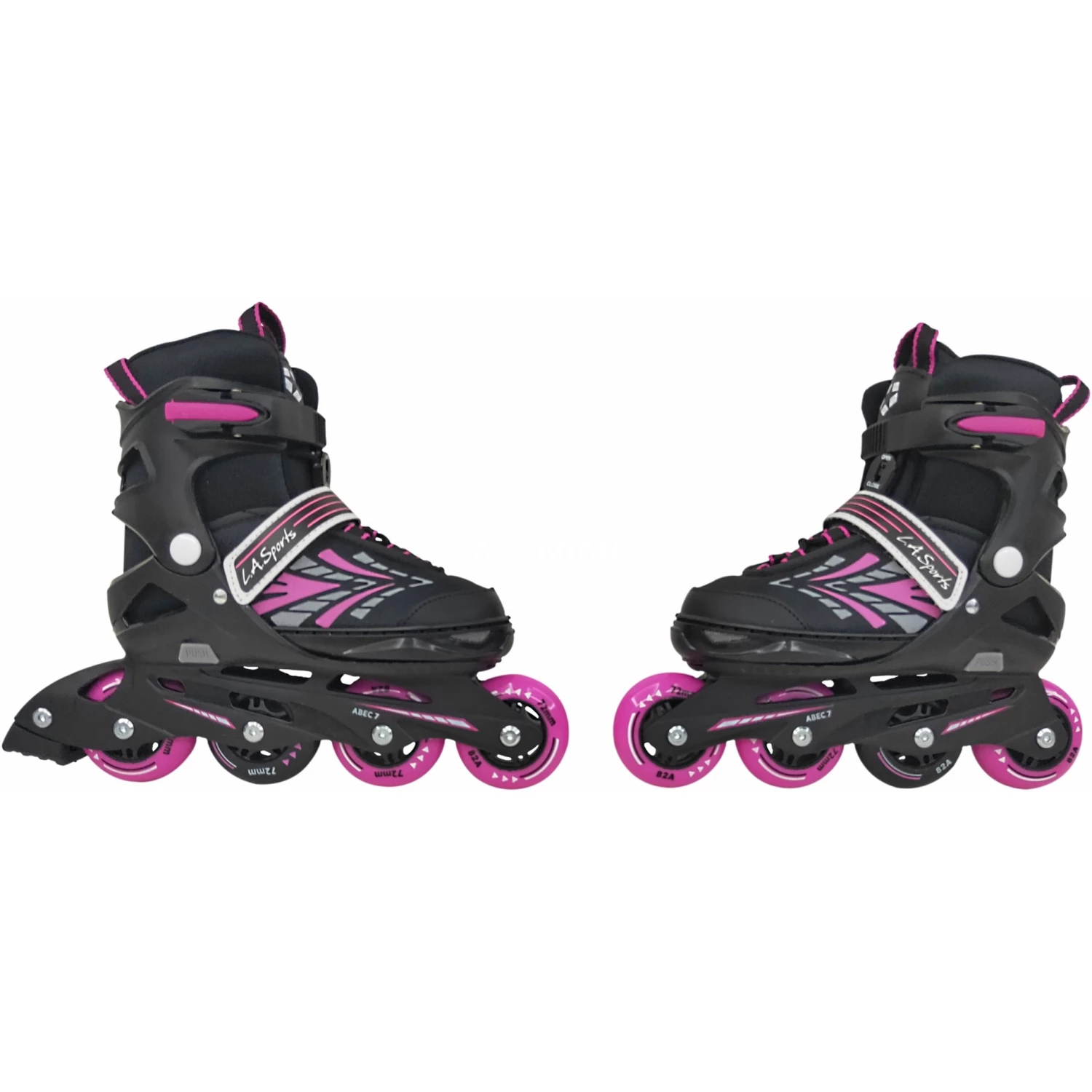 L.A. Sports Inline Skates Soft-Boot Stripes Gr. 33-37, Inline-Skates (pink/schwarz, Verstellbar) 2 L.A. Sports Inline Skates Soft-Boot Stripes Gr. 33-37, Inline-Skates (pink/schwarz, Verstellbar) – Bild 2